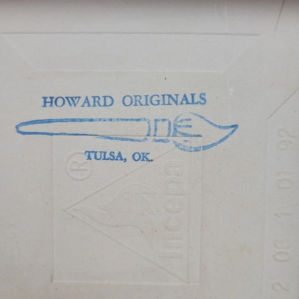 Vintage 90s Apple Tile Howard Originals 1992 Hand Painted wooden Framed wall Art